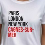 T-Shirt Blanc Paris London New York Cagnes-sur-Mer Pour femme-2