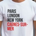 T-Shirt Blanc Paris London New York Cagnes-sur-Mer Pour homme-2