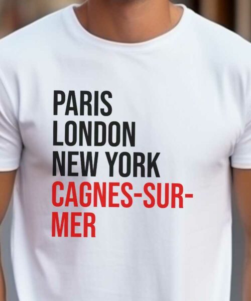 T-Shirt Blanc Paris London New York Cagnes-sur-Mer Pour homme-2