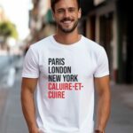 T-Shirt Blanc Paris London New York Caluire-et-Cuire Pour homme-1