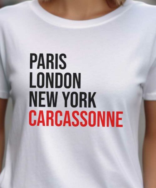 T-Shirt Blanc Paris London New York Carcassonne Pour femme-2