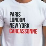 T-Shirt Blanc Paris London New York Carcassonne Pour homme-2