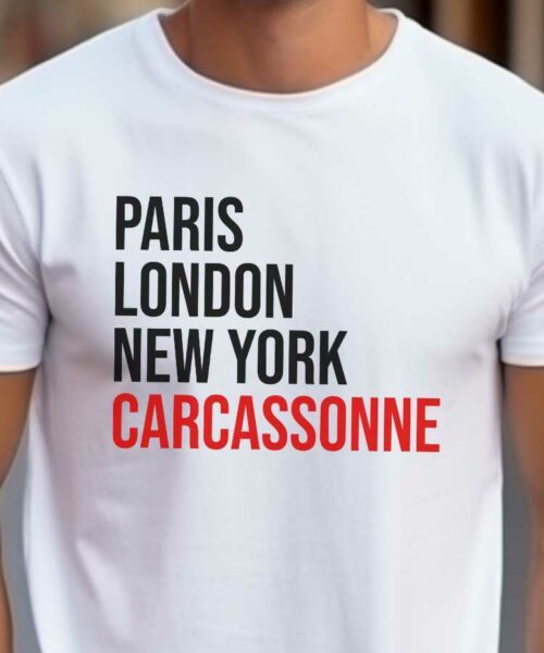 T-Shirt Blanc Paris London New York Carcassonne Pour homme-2