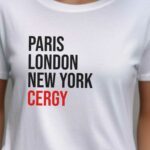 T-Shirt Blanc Paris London New York Cergy Pour femme-2