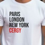 T-Shirt Blanc Paris London New York Cergy Pour homme-2