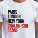 T-Shirt Blanc Paris London New York Chalon-sur-Saône Pour homme-2