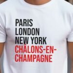 T-Shirt Blanc Paris London New York Châlons-en-Champagne Pour homme-2
