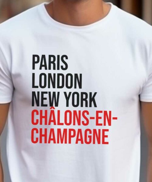 T-Shirt Blanc Paris London New York Châlons-en-Champagne Pour homme-2