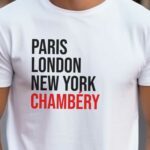 T-Shirt Blanc Paris London New York Chambéry Pour homme-2