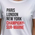 T-Shirt Blanc Paris London New York Champigny-sur-Marne Pour femme-2