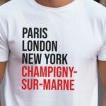 T-Shirt Blanc Paris London New York Champigny-sur-Marne Pour homme-2