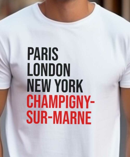 T-Shirt Blanc Paris London New York Champigny-sur-Marne Pour homme-2