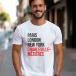 T-Shirt Blanc Paris London New York Charleville-Mézières Pour homme-1