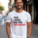 T-Shirt Blanc Paris London New York Châteauroux Pour homme-1