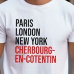 T-Shirt Blanc Paris London New York Cherbourg-en-Cotentin Pour homme-2