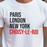 T-Shirt Blanc Paris London New York Choisy-le-Roi Pour homme-2