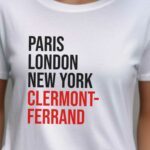 T-Shirt Blanc Paris London New York Clermont-Ferrand Pour femme-2