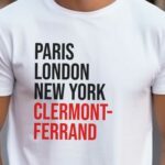 T-Shirt Blanc Paris London New York Clermont-Ferrand Pour homme-2