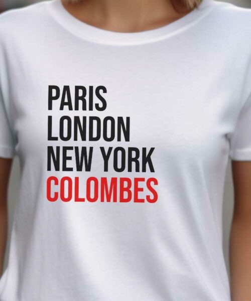 T-Shirt Blanc Paris London New York Colombes Pour femme-2