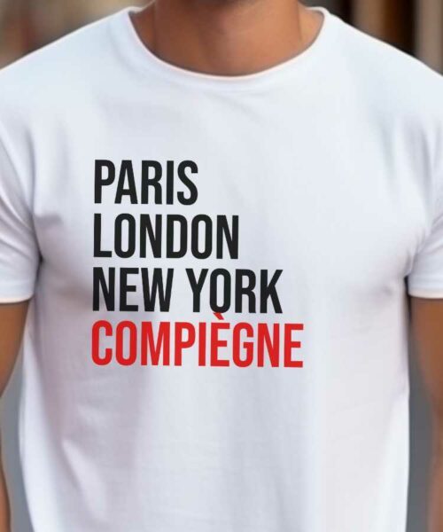 T-Shirt Blanc Paris London New York Compiègne Pour homme-2