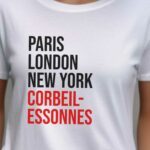 T-Shirt Blanc Paris London New York Corbeil-Essonnes Pour femme-2