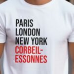 T-Shirt Blanc Paris London New York Corbeil-Essonnes Pour homme-2