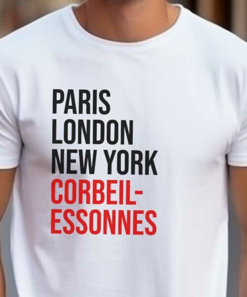 T-Shirt Blanc Paris London New York Corbeil-Essonnes Pour homme-2