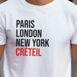 T-Shirt Blanc Paris London New York Créteil Pour homme-2
