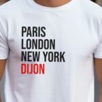 T-Shirt Blanc Paris London New York Dijon Pour homme-2