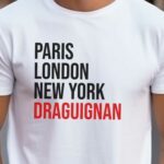 T-Shirt Blanc Paris London New York Draguignan Pour homme-2