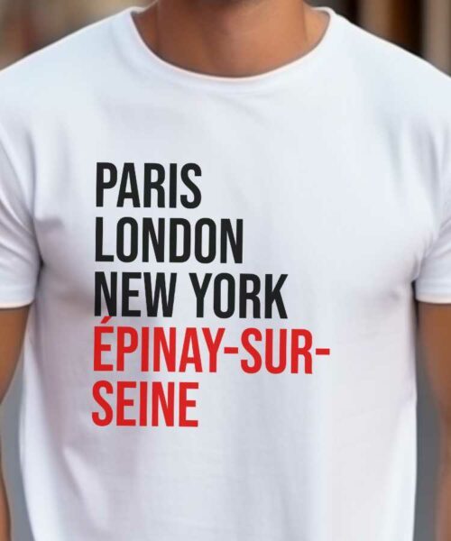 T-Shirt Blanc Paris London New York Épinay-sur-Seine Pour homme-2