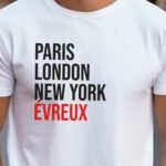 T-Shirt Blanc Paris London New York Évreux Pour homme-2