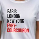 T-Shirt Blanc Paris London New York Évry-Courcouronnes Pour femme-2