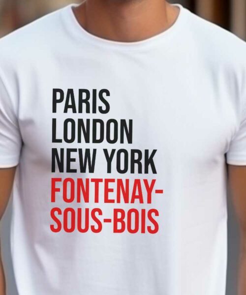 T-Shirt Blanc Paris London New York Fontenay-sous-Bois Pour homme-2