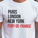 T-Shirt Blanc Paris London New York Fort-de-France Pour homme-2