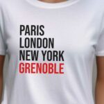 T-Shirt Blanc Paris London New York Grenoble Pour femme-2