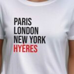 T-Shirt Blanc Paris London New York Hyères Pour femme-2