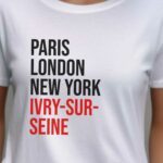 T-Shirt Blanc Paris London New York Ivry-sur-Seine Pour femme-2