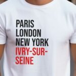 T-Shirt Blanc Paris London New York Ivry-sur-Seine Pour homme-2
