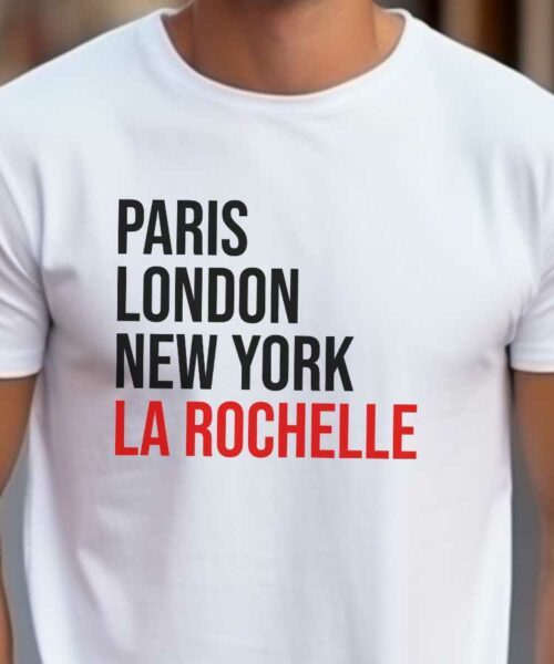 T-Shirt Blanc Paris London New York La Rochelle Pour homme-2