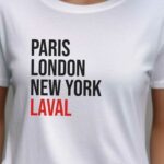 T-Shirt Blanc Paris London New York Laval Pour femme-2