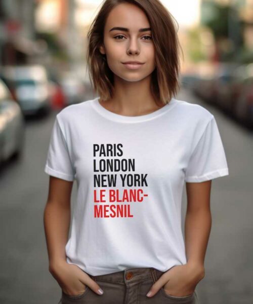T-Shirt Blanc Paris London New York Le Blanc-Mesnil Pour femme-1