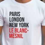 T-Shirt Blanc Paris London New York Le Blanc-Mesnil Pour homme-2
