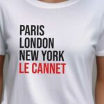 T-Shirt Blanc Paris London New York Le Cannet Pour femme-2
