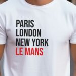 T-Shirt Blanc Paris London New York Le Mans Pour homme-2