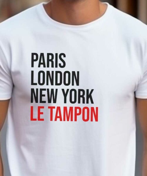 T-Shirt Blanc Paris London New York Le Tampon Pour homme-2