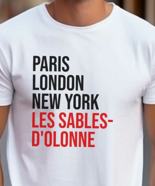T-Shirt Blanc Paris London New York Les Sables-d'Olonne Pour homme-2