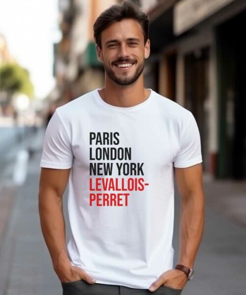 T-Shirt Blanc Paris London New York Levallois-Perret Pour homme-1