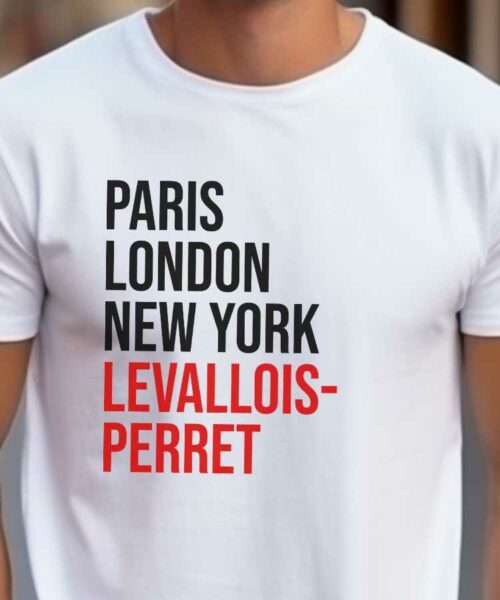 T-Shirt Blanc Paris London New York Levallois-Perret Pour homme-2