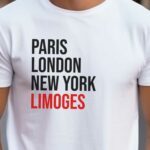 T-Shirt Blanc Paris London New York Limoges Pour homme-2